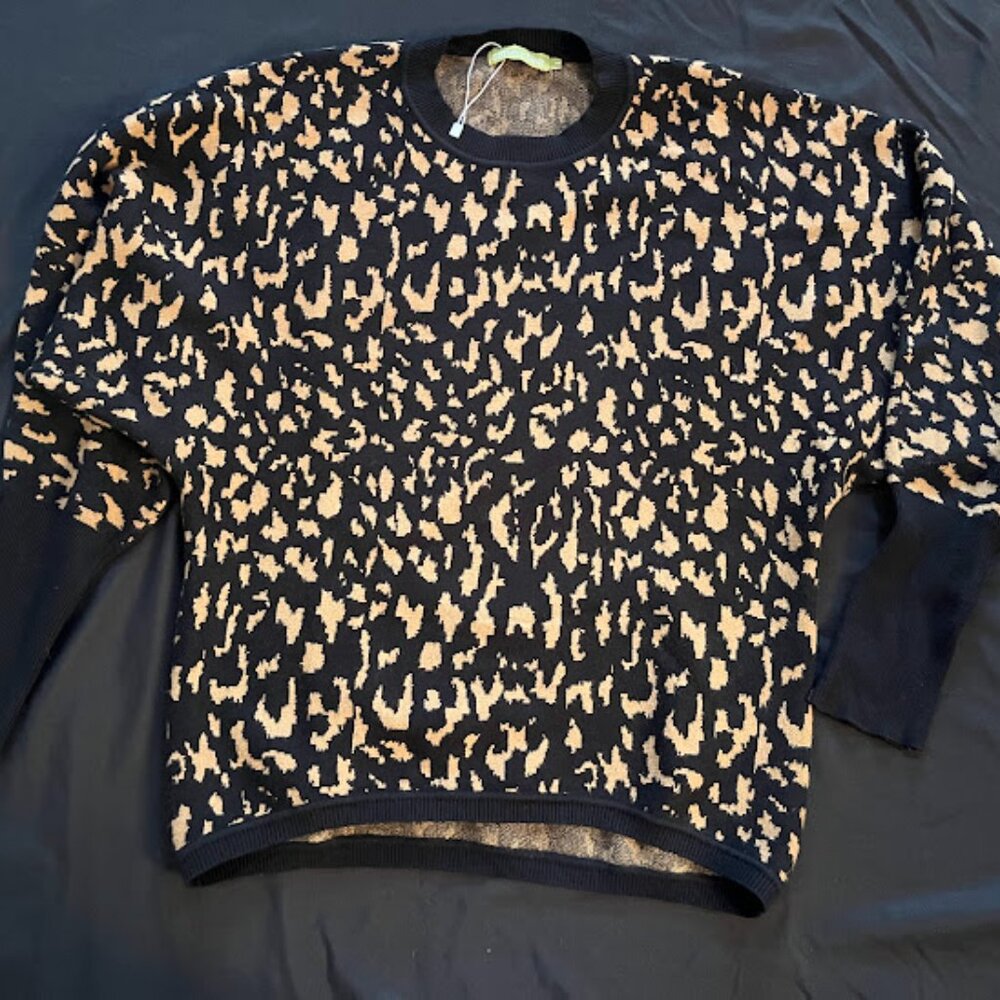 Black and beige leopard sweater